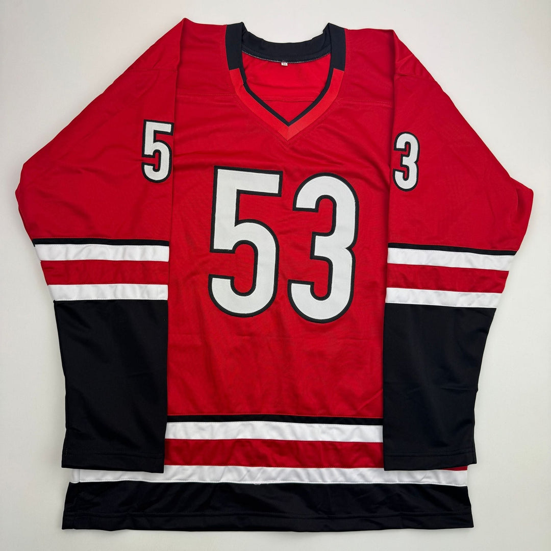 Autographed/Signed Jackson Blake Carolina Red Hockey Jersey Beckett BAS COA