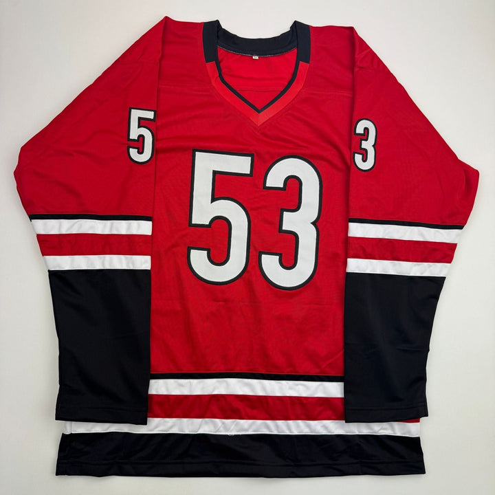 Autographed/Signed Jackson Blake Carolina Red Hockey Jersey Beckett BAS COA