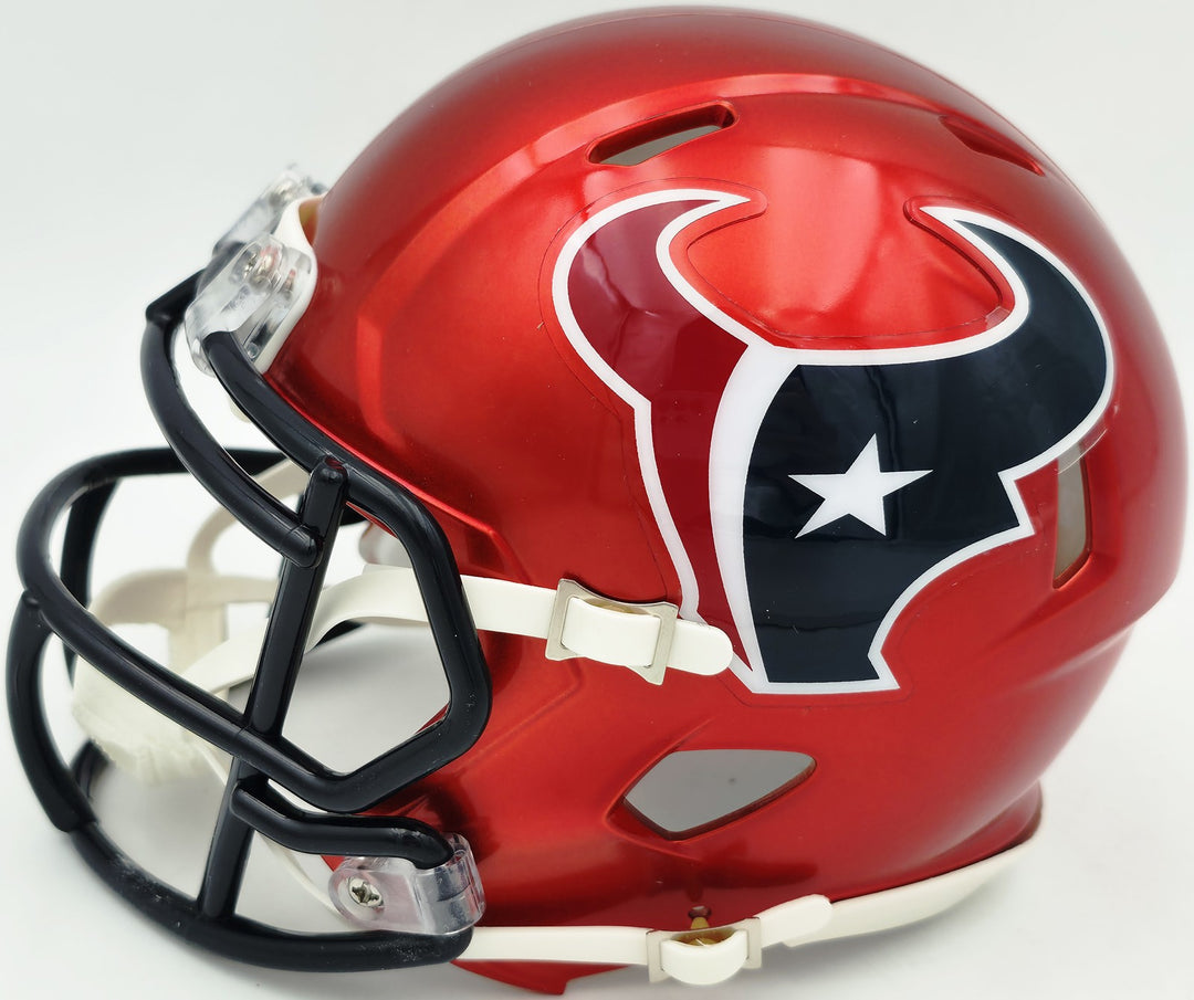 Andre Johnson Auto Texans Red 2022 Alternate Speed Mini Helmet Beckett Witness