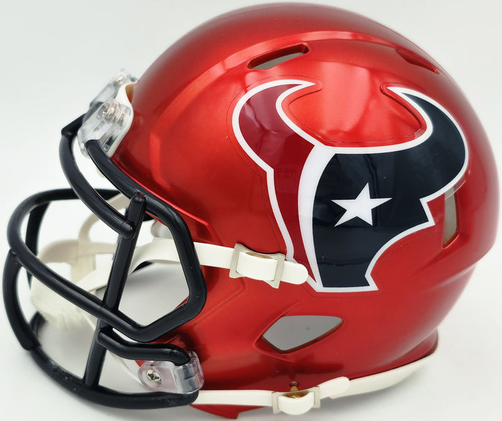 Andre Johnson Auto Texans Red 2022 Alternate Speed Mini Helmet Beckett Witness