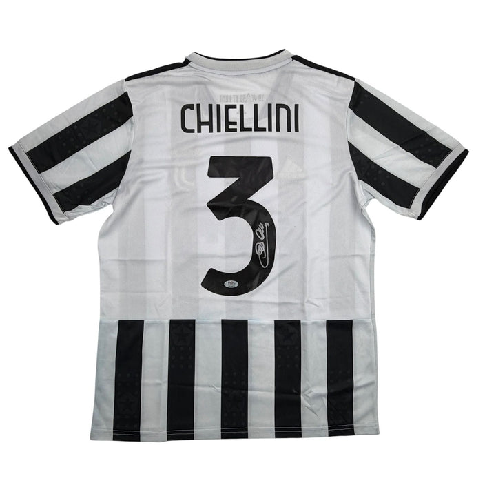 Autographed/Signed Giorgio Chiellini Juventus White Soccer Jersey Beckett COA