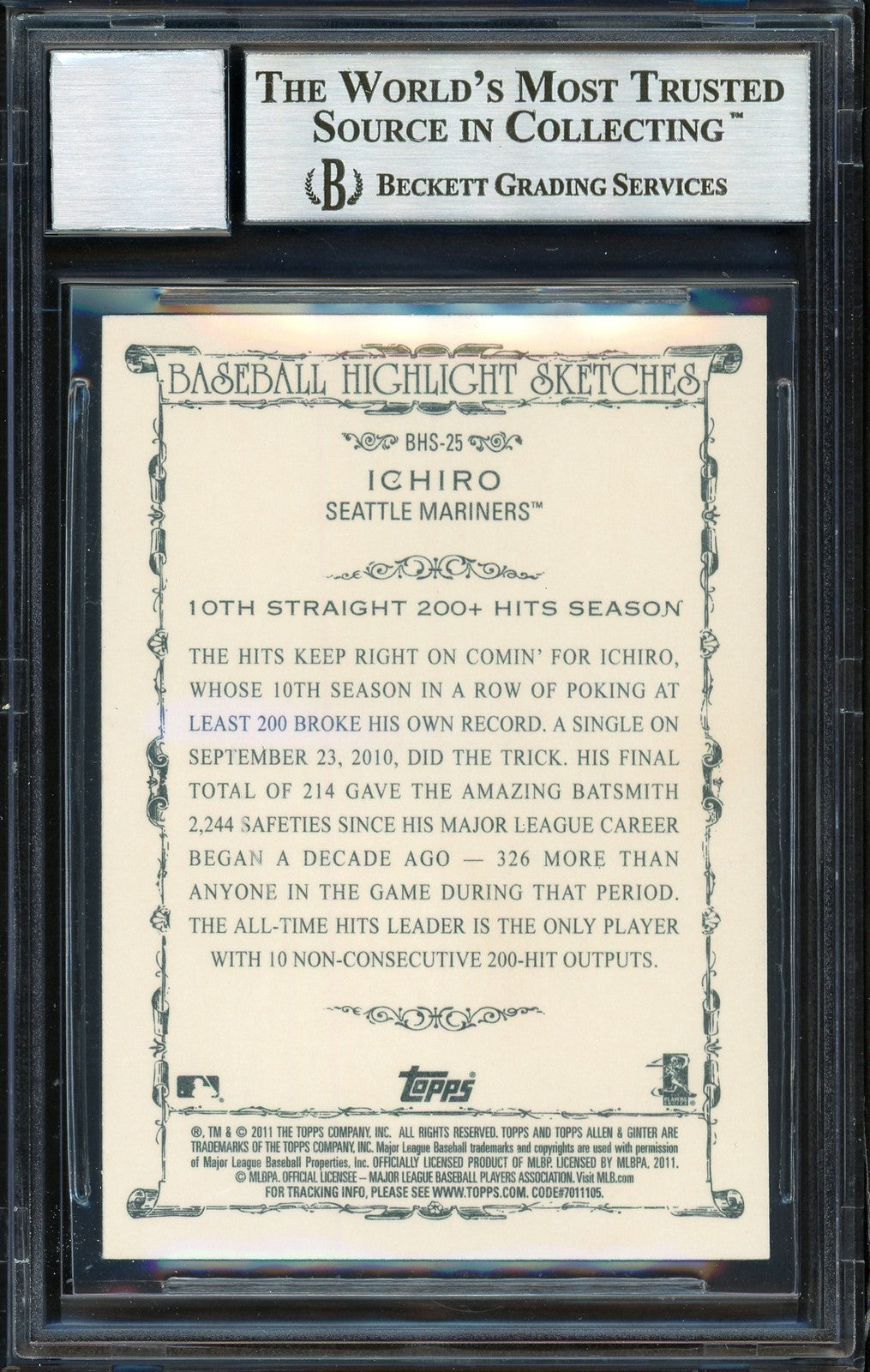 Ichiro Suzuki Auto 2011 Topps Allen Ginter Highlight Sketches Card BHS-25 Sig 10