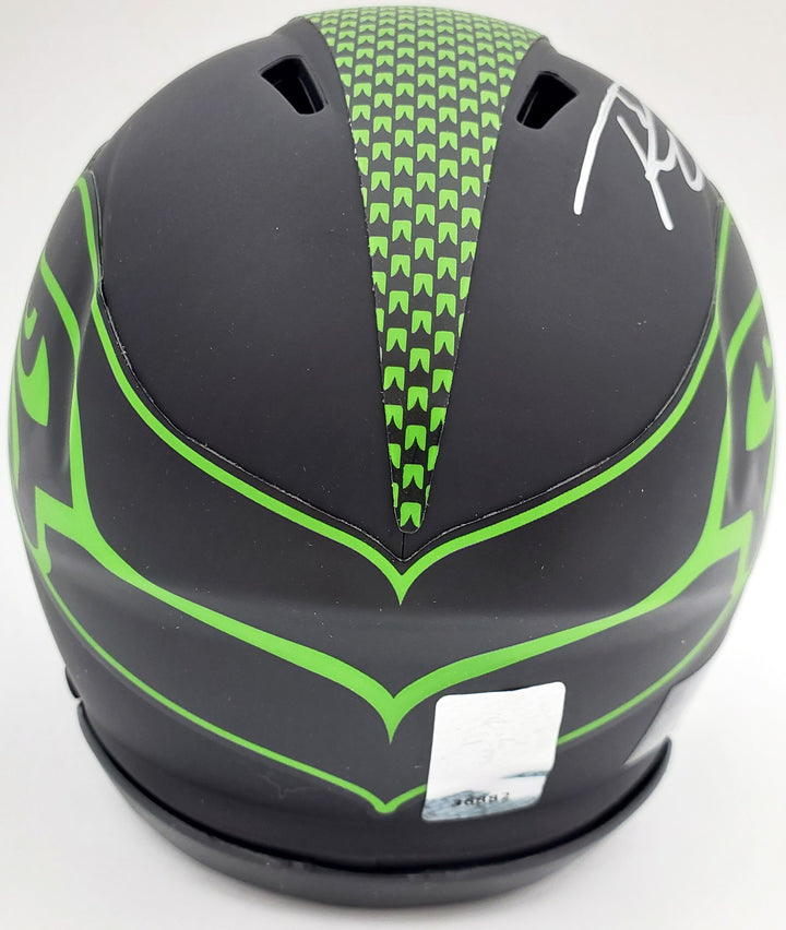 Russell Wilson Signed Eclipse Black Seahawks Speed Mini Helmet In Silver RW Holo
