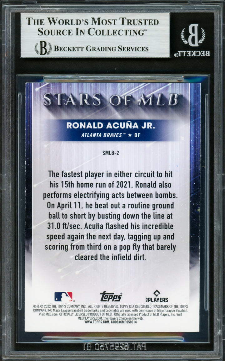 Ronald Acuna Jr Auto 2022 Topps Stars of MLB Card SMLB-2 Braves Beckett 16711369