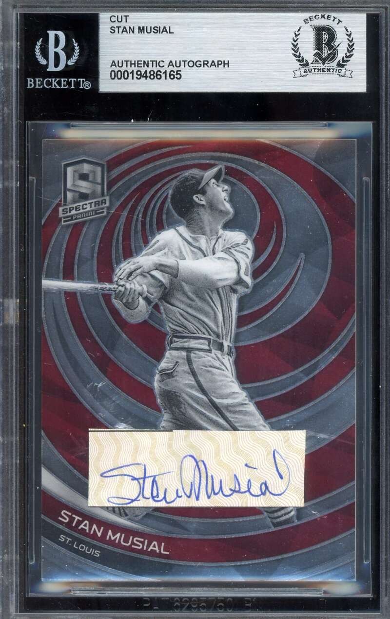 Stan Musial Beckett BAS Signed 2023 Panini Spectra Cut Autograph