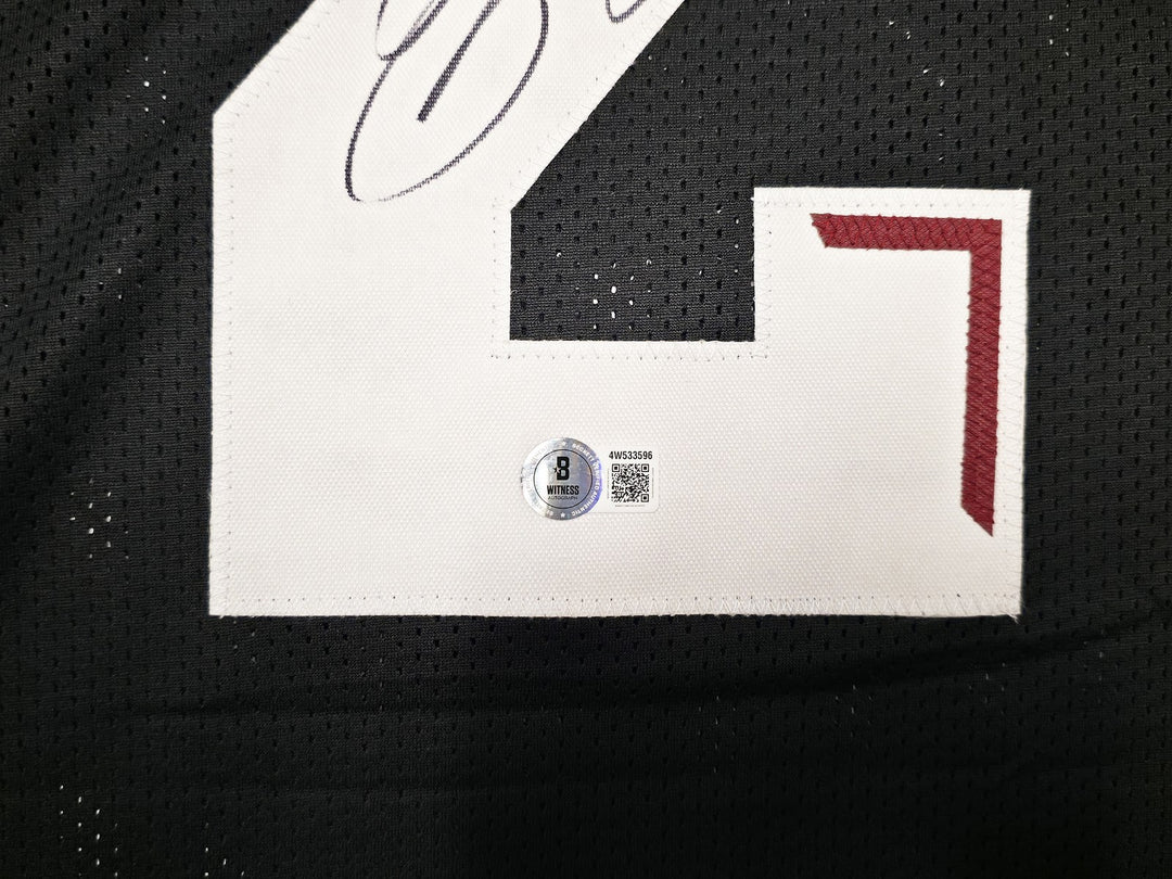 Texas A&M Aggies Johnny Manziel Signed Black Jersey "12 HT" Beckett Witness