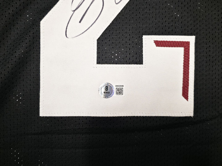 Texas A&M Aggies Johnny Manziel Signed Black Jersey "12 HT" Beckett Witness