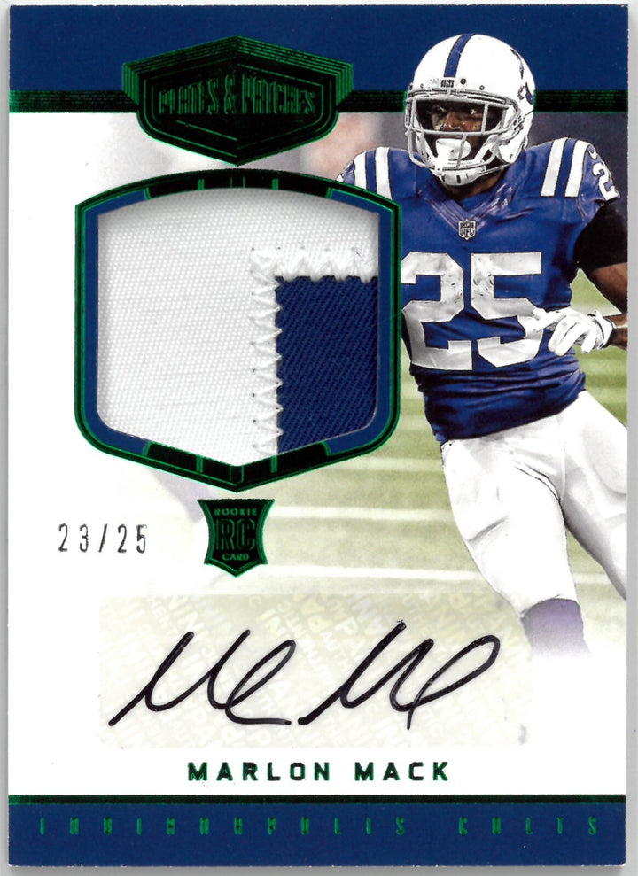Marlon Mack signed 2017 Panini Plates & Patches Rookie/RPA Auto Patch Card 23/25