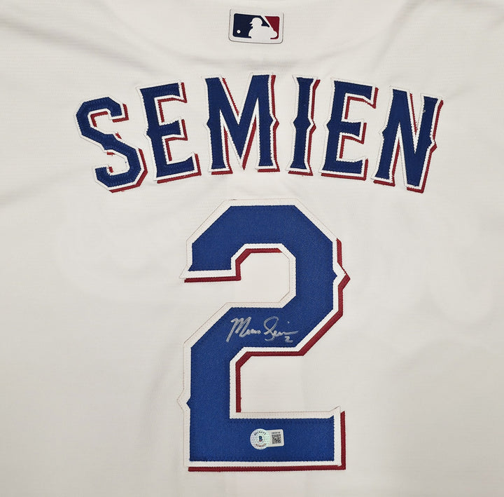 Texas Rangers Marcus Semien Signed White Nike Jersey Size XXL Beckett Wit