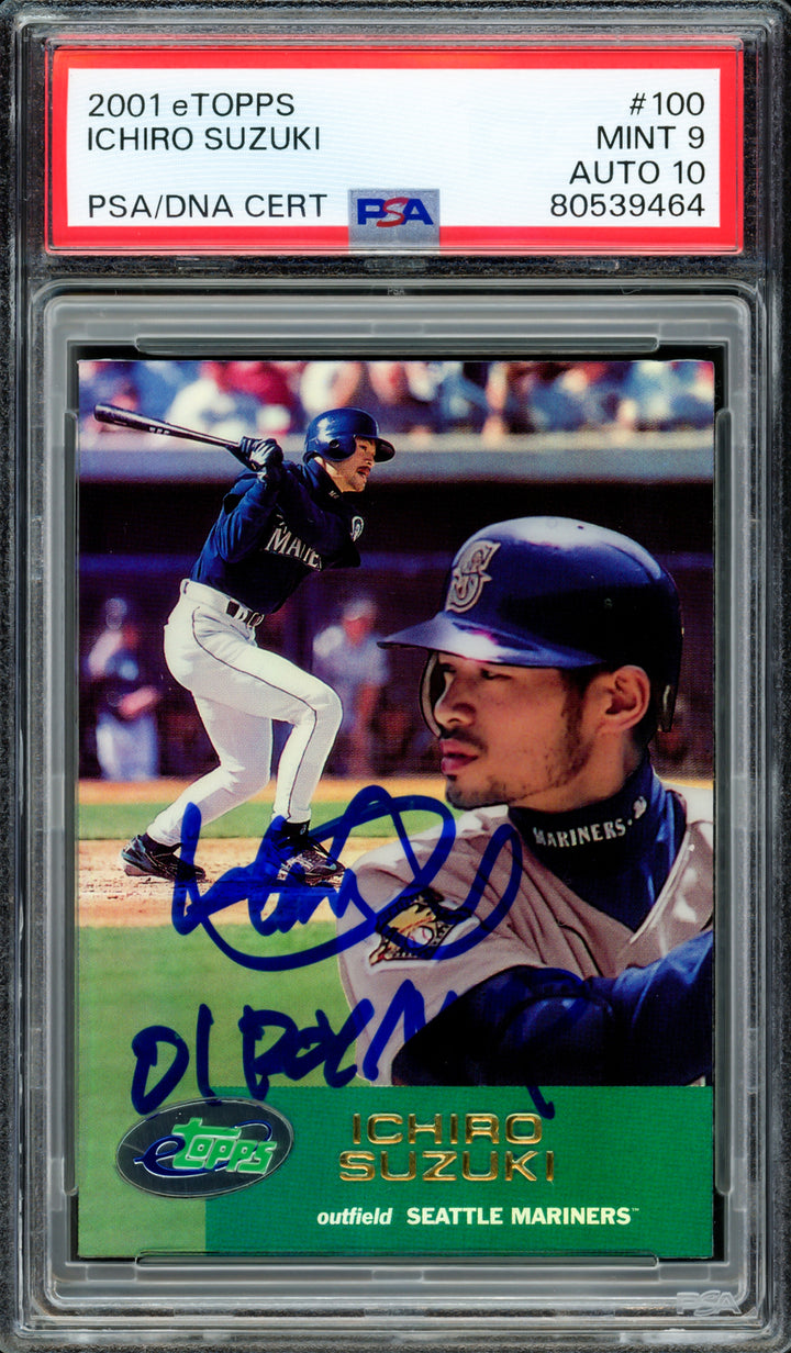 Ichiro Suzuki 2001 eTopps RC PSA 9 Gem 10 Auto 01 ROY/MVP PSA/DNA 80539464