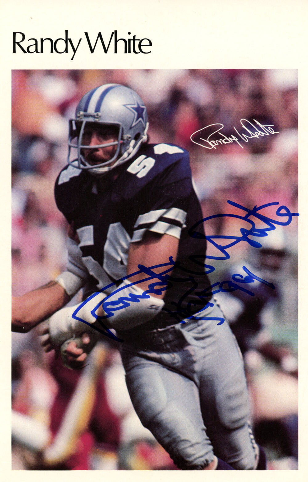 Randy White Autographed Dallas Cowboys Mini Poster HOF Beckett 46100