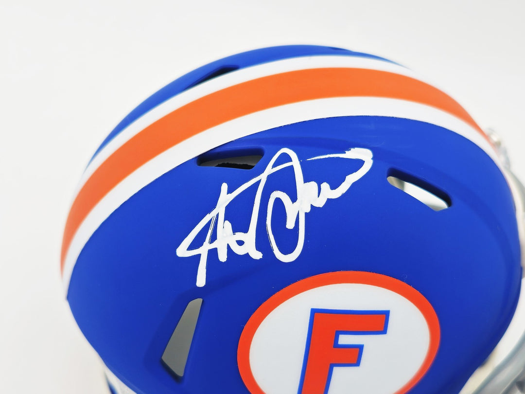 Steve Spurrier Auto Florida Gators Blue Throwback Speed Mini Helmet Beckett Wit