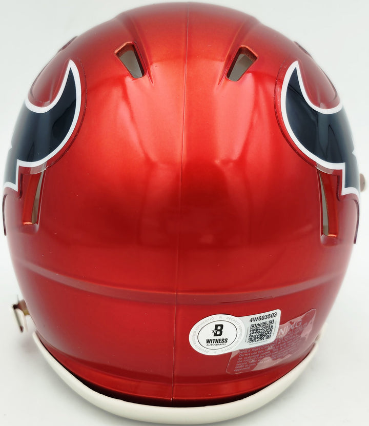 Andre Johnson Auto Texans Red 2022 Alternate Speed Mini Helmet Beckett Witness