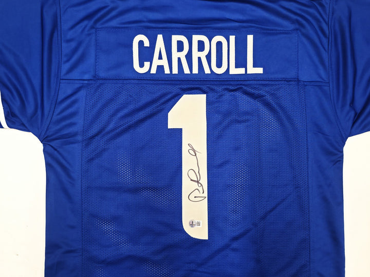 Seattle Seahawks Pete Carroll Signed Blue Jersey Beckett