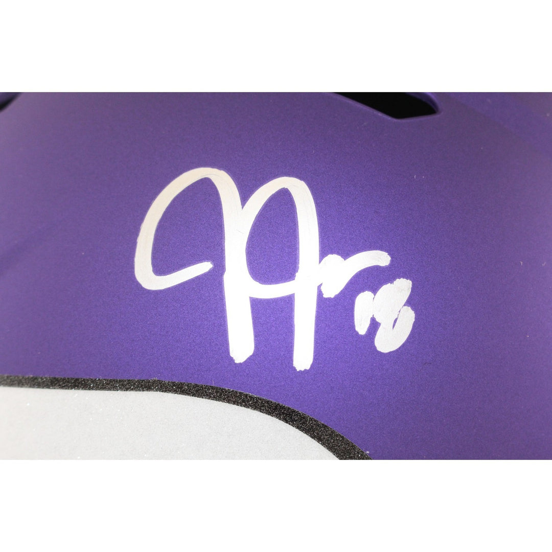 Justin Jefferson Autographed Minnesota Vikings F/S Tribute Helmet Beckett 57906