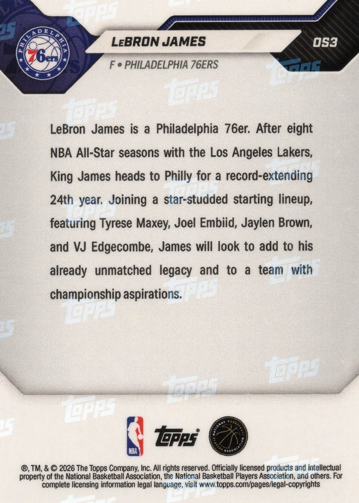2026 Topps Now LeBron James #OS03 Rainbow Foil Basketball Card