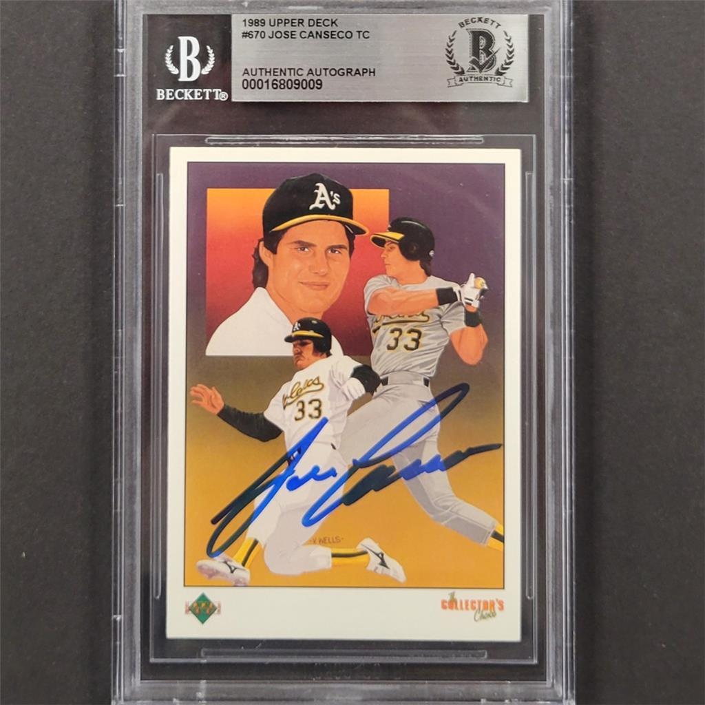 Jose Canseco signed 1989 Upper Deck #670 card auto autograph ~ Beckett BAS 009