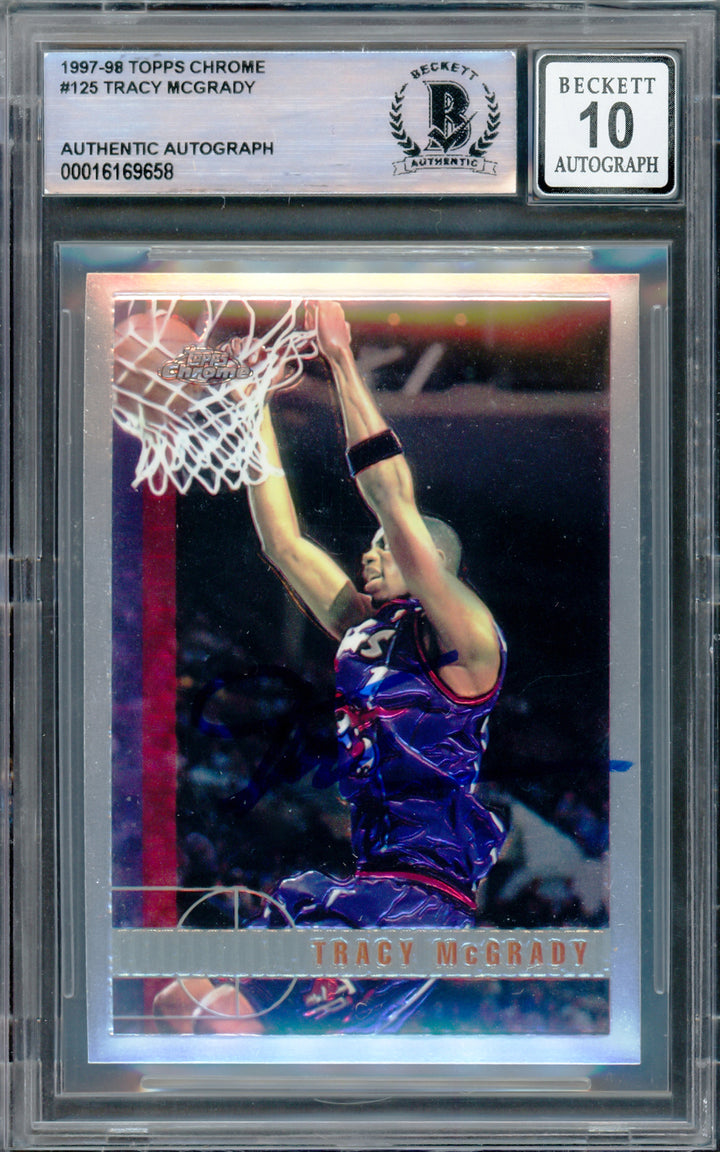 Tracy McGrady Autographed 1997-98 Topps Chrome RC Gem 10 Auto Beckett 16169658