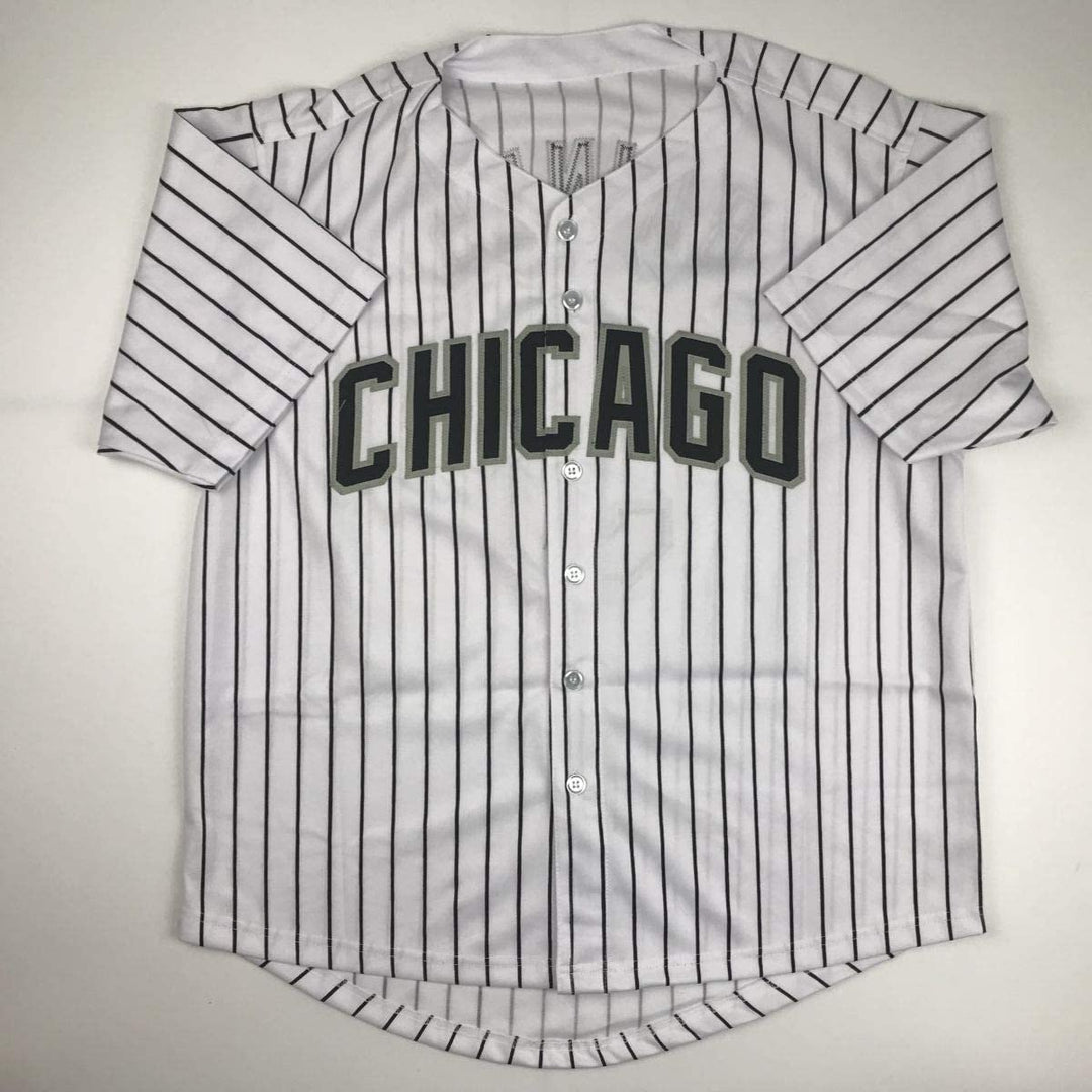 Autographed/Signed HAROLD BAINES Chicago Pinstripe Jersey Beckett COA
