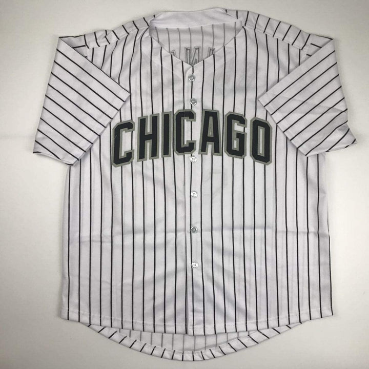 Autographed/Signed HAROLD BAINES Chicago Pinstripe Jersey Beckett COA