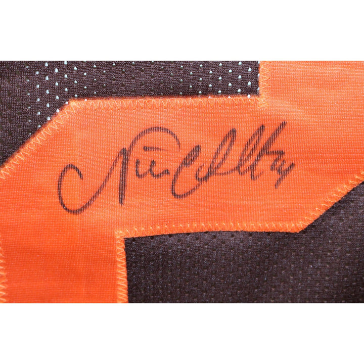 Nick Chubb Autographed/Signed Pro Style Color Rush Brown Jersey Beckett 44002