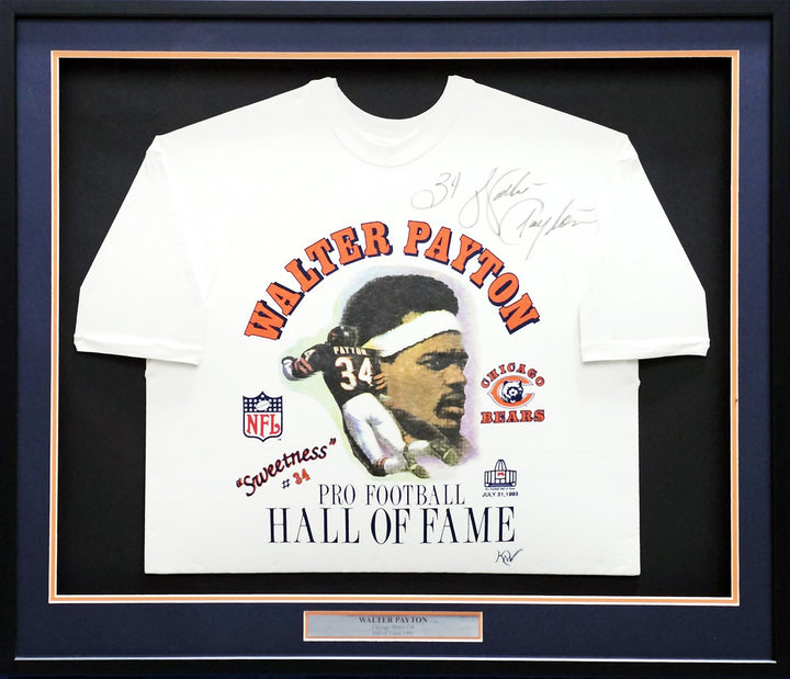 Walter Payton Auto Framed Pro Football HOF White T-Shirt Bears "34" JSA #CC88896