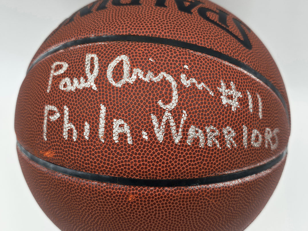 Paul Arizin Auto Spalding Leather Basketball Warriors 11 Phila. Warriors Beckett