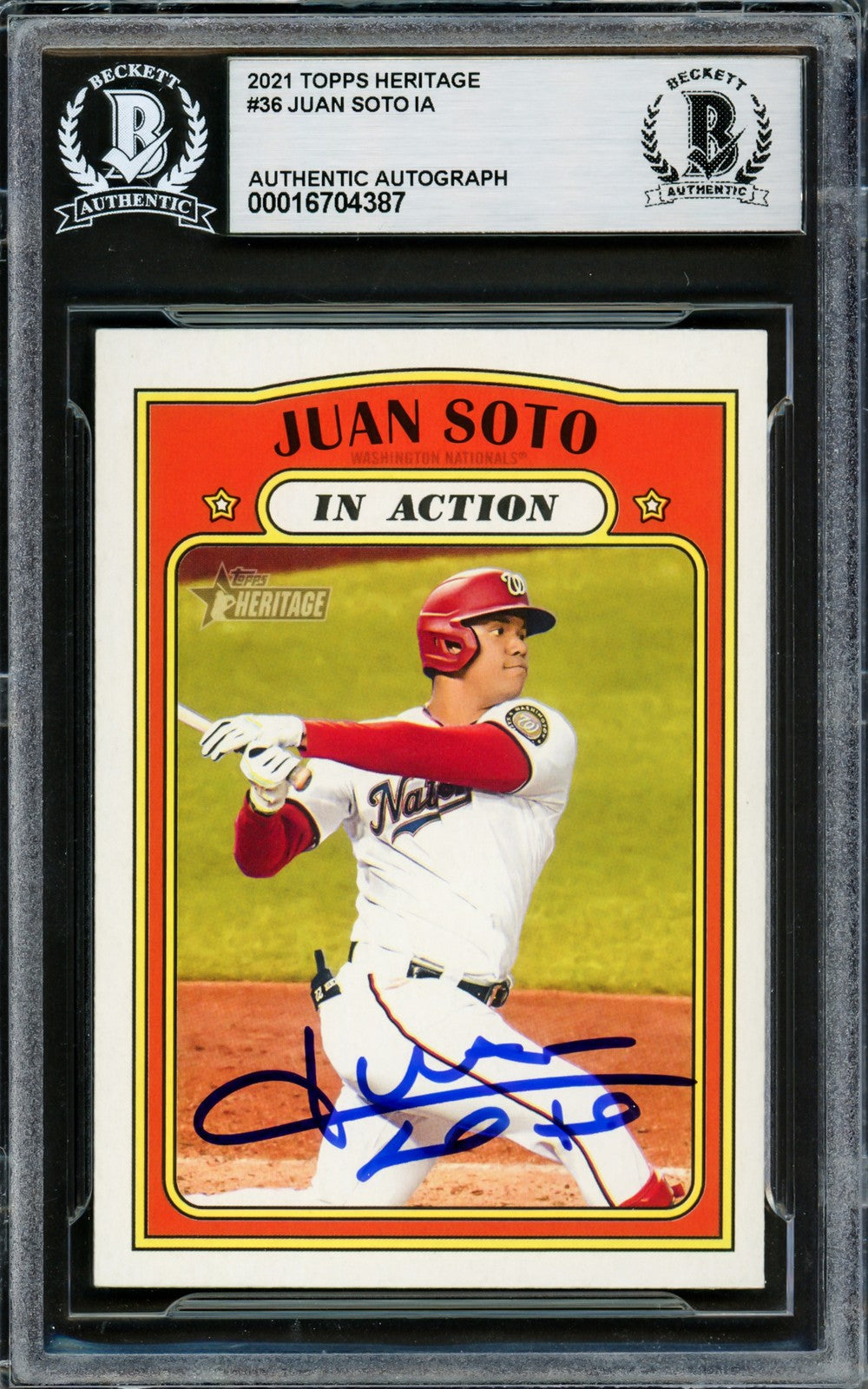 Juan Soto Autographed Signed 2021 Topps Heritage Card 36 New York Mets Beckett