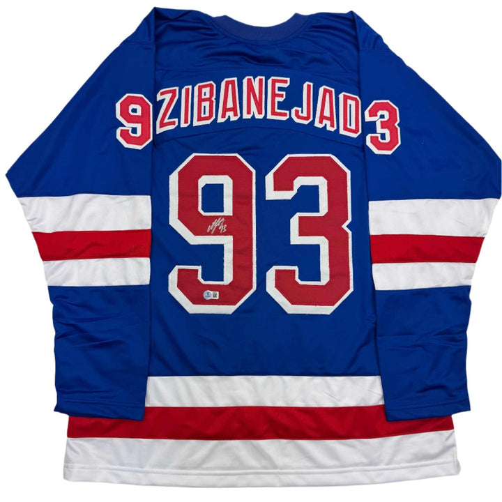 Autographed/Signed Mika Zibanejad New York Blue Jersey Beckett BAS COA