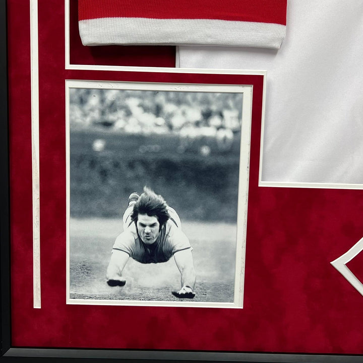 Pete Rose Signed Custom Framed Jersey Rose Auth Cincinnati Reds
