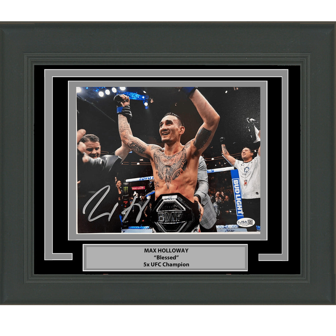 Framed Autographed/Signed Max Holloway UFC Black 8x10 Photo BAS COA