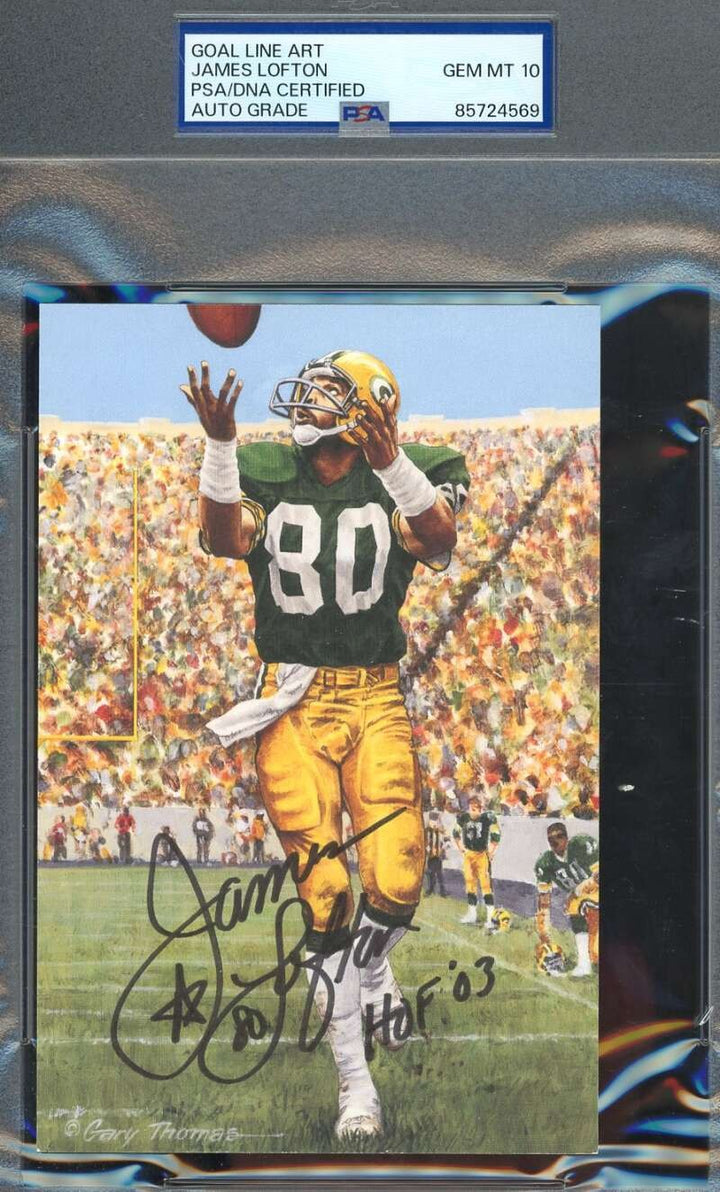 James Lofton Gem Mint 10 PSA DNA Signed Goal Line Art Card GLAC Autograph HOF 03