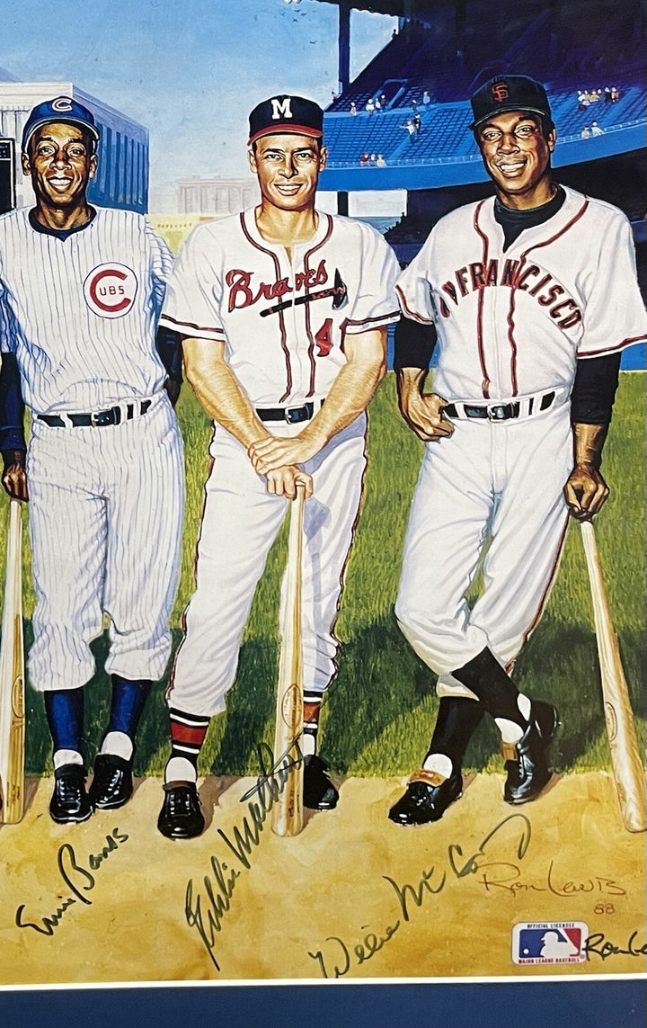 500 Hr Signed Framed Poster Ron Lewis Mickey Mantle Ted Williams Aaron Mays COA