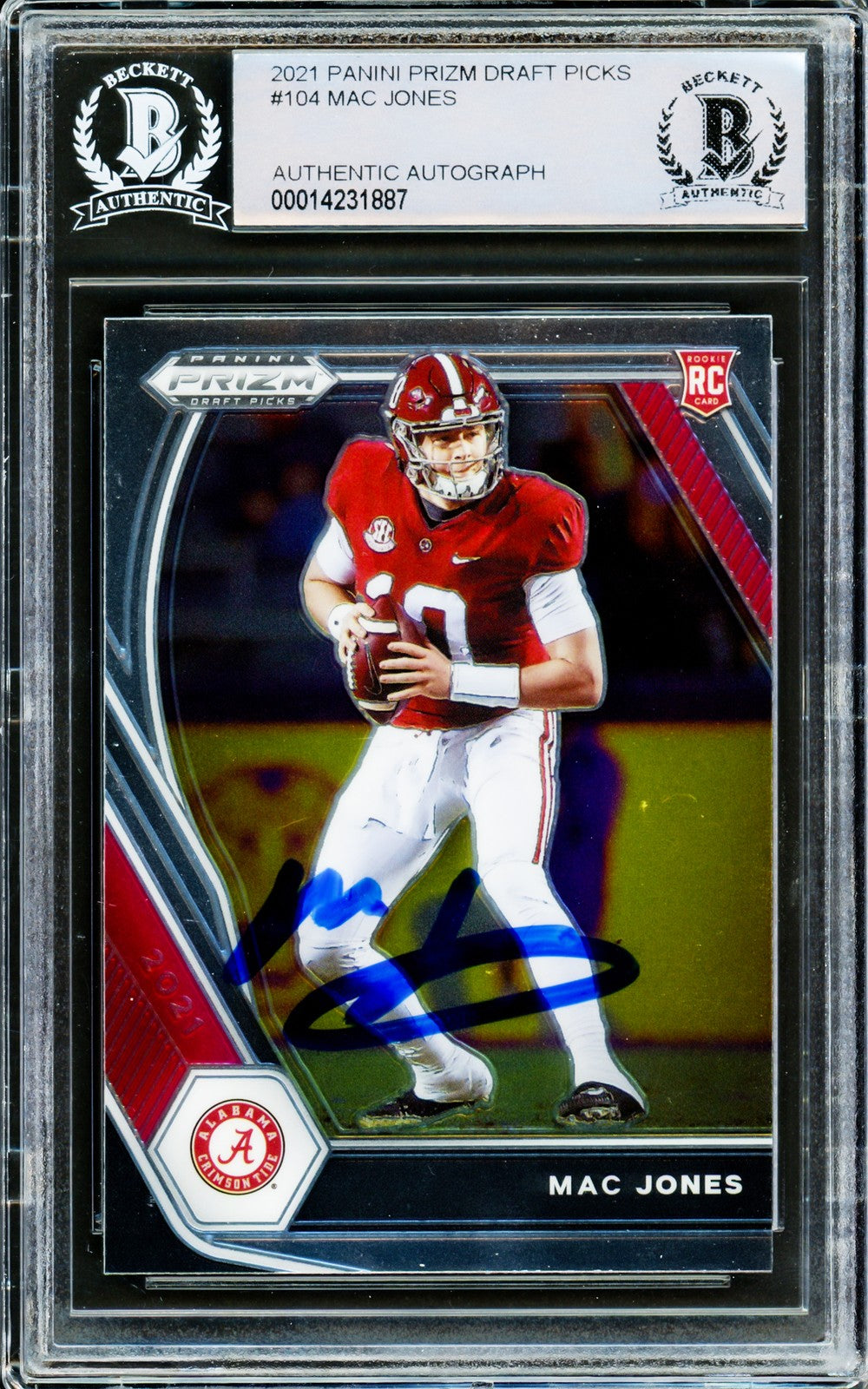 Mac Jones Auto 2021 Panini Prizm Draft Picks RC 104 Alabama Crimson Tide Beckett