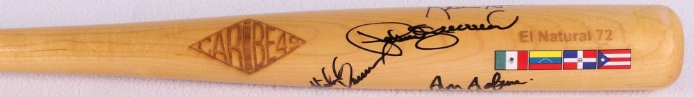 PEDRO GUERRERO MIKE DEVEREAUX RON ROBINSON & KEVIN BASS SIGNED FELLER MUSEUM BAT