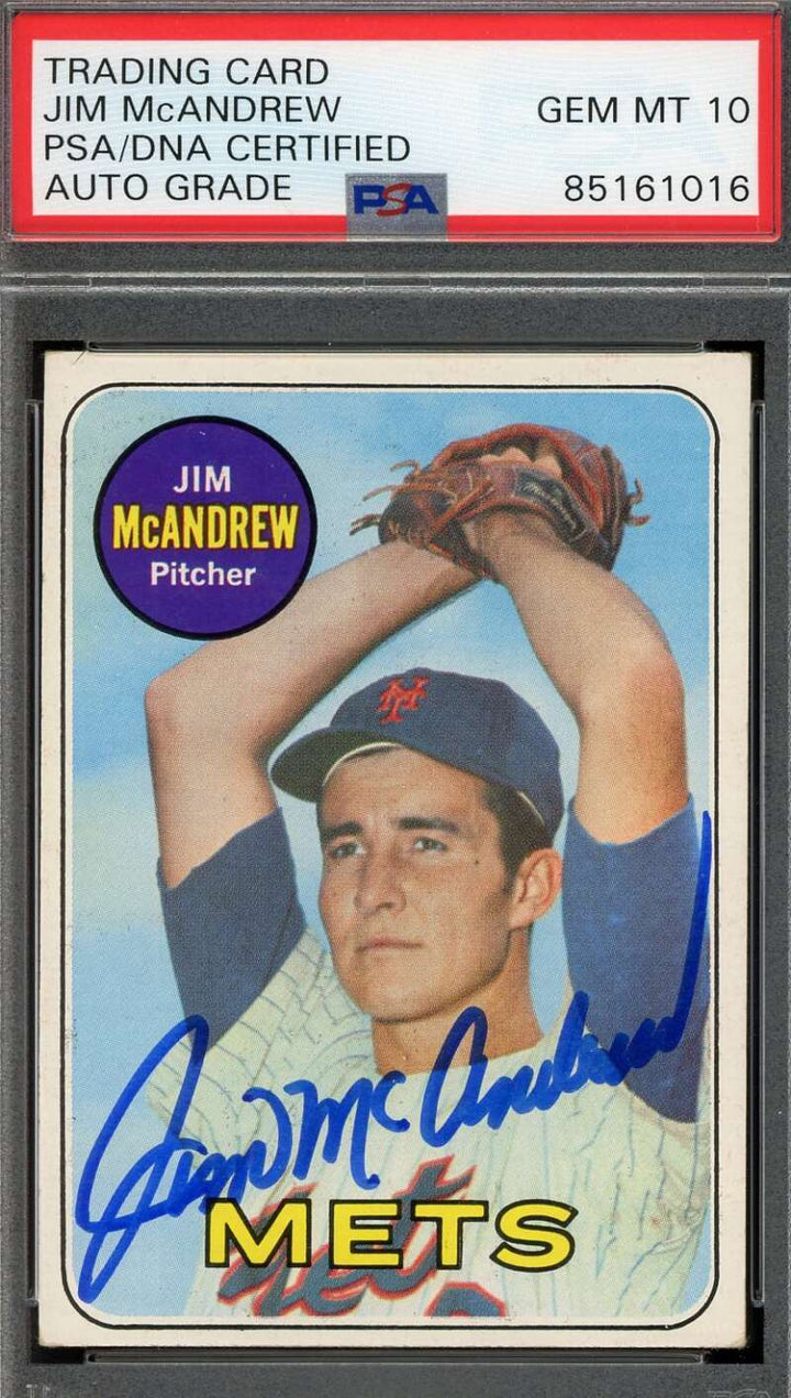 Jim McAndrew Gem Mint 10 PSA DNA Signed 1969 Topps Autograph