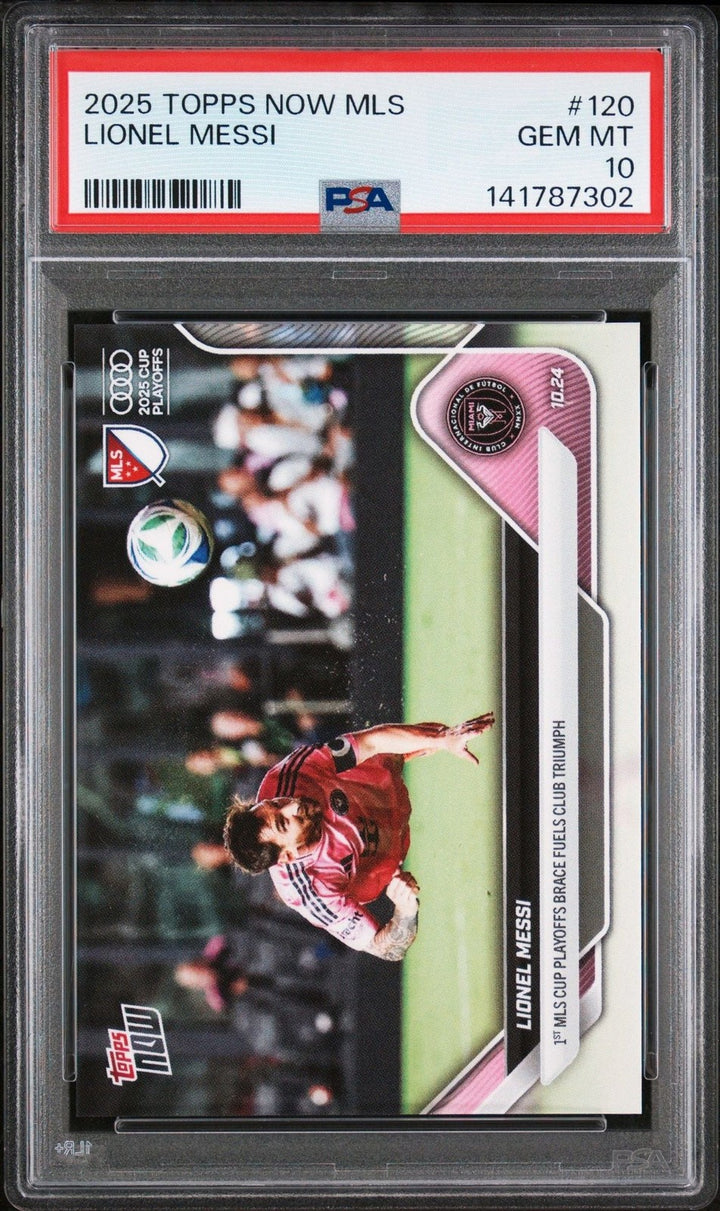 Graded 2025 Topps Now MLS Lionel Messi #120 Soccer Card PSA 10 Gem Mint