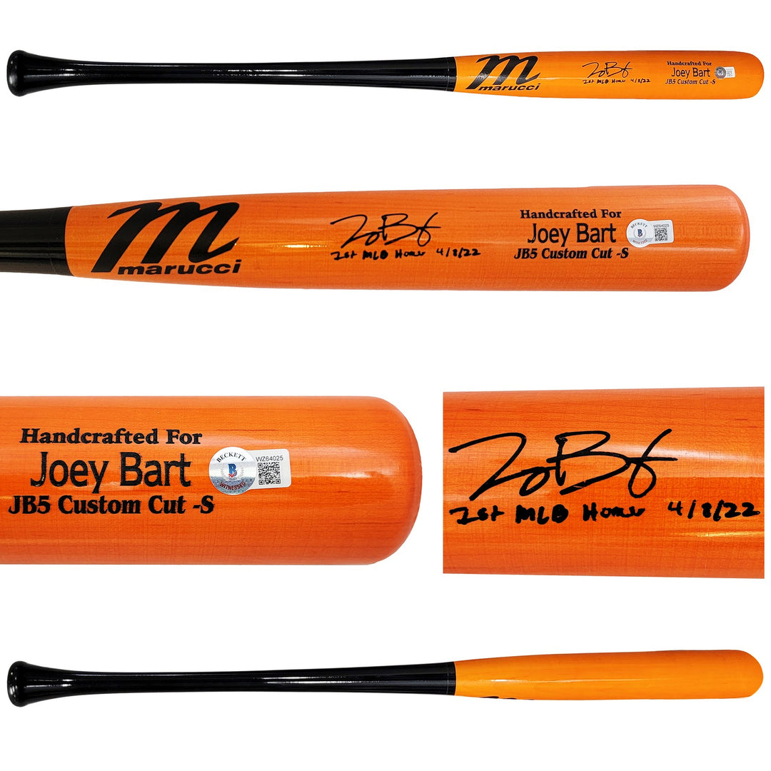 Joey Bart Auto Orange Marucci Game Model Bat Giants "1st MLB Homer" Beckett Wit