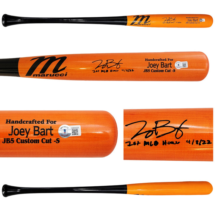 Joey Bart Auto Orange Marucci Game Model Bat Giants "1st MLB Homer" Beckett Wit