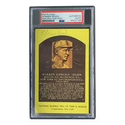 Warren Spahn Signed 4x6 Milwaukee Braves Hall Of Fame Plaque Card PSA/DNA