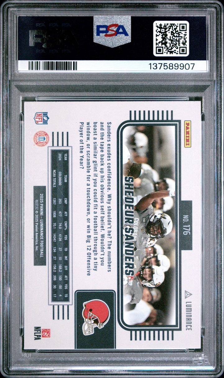Graded 2025 Panini Luminance Shedeur Sanders #176 Rookie Card PSA 10