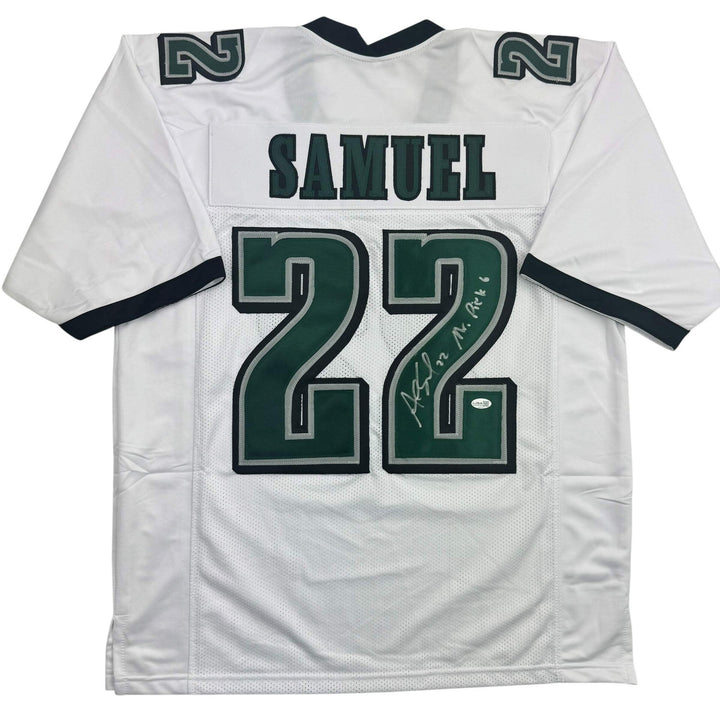Autographed/Signed Asante Samuel Sr. "4x Pro Bowl" White Jersey JSA COA