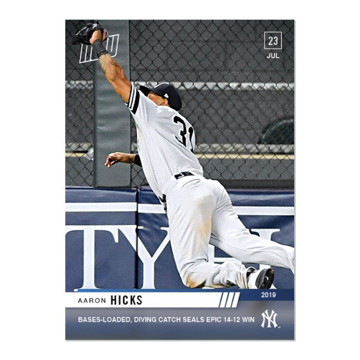 2019 AARON HICKS BASES LOADED DIVING CATCH @TWINS SAVES GAME TOPPS NOW CARD #564