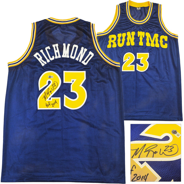 Golden State Warriors Mitch Richmond Signed Blue Jersey "HOF 2014" Beckett Wit