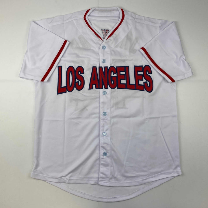 Autographed/Signed Reggie Jackson California Los Angeles White Jersey JSA COA