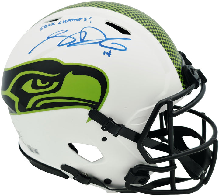 Sam Darnold Auto Seahawks Lunar Eclipse White Full Size Auth Helmet SB LX Champs