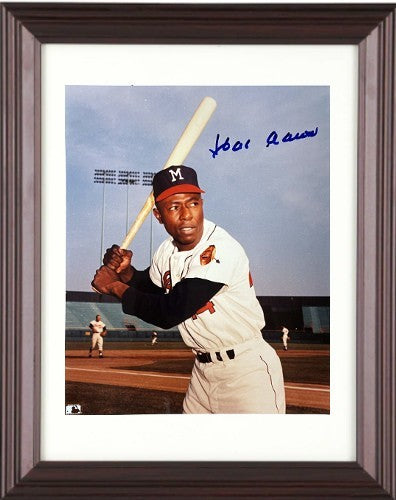 Hank Aaron signed Atlanta Braves MLB 8x10 Photo Minor Ding Framed-Tuff Stuff COA