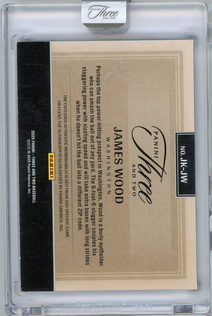 2025 Panini Three & Two James Wood #JKJW /49 Jersey Autographs RC Baseball Card