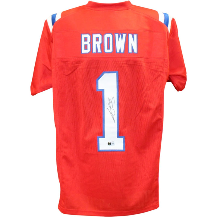 AJ Brown Autographed/Signed Pro Style Sz XL Red Jersey Beckett Witnessed 57961