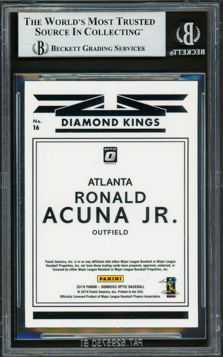Ronald Acuna Jr. Signed 2019 Donruss Optic Diamond Kings Card 16 Braves Beckett